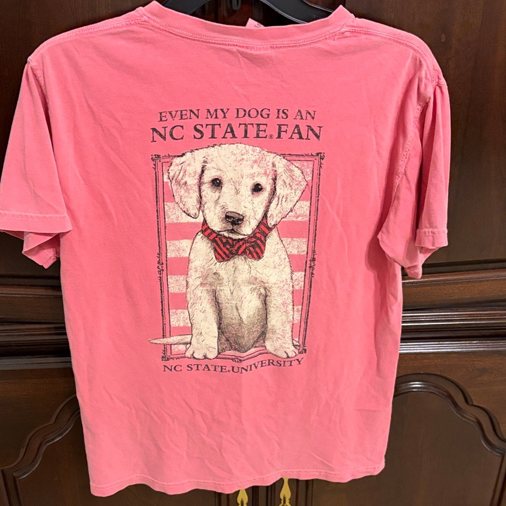 NC State Puppy Fan Short Sleeve Tee - Pink